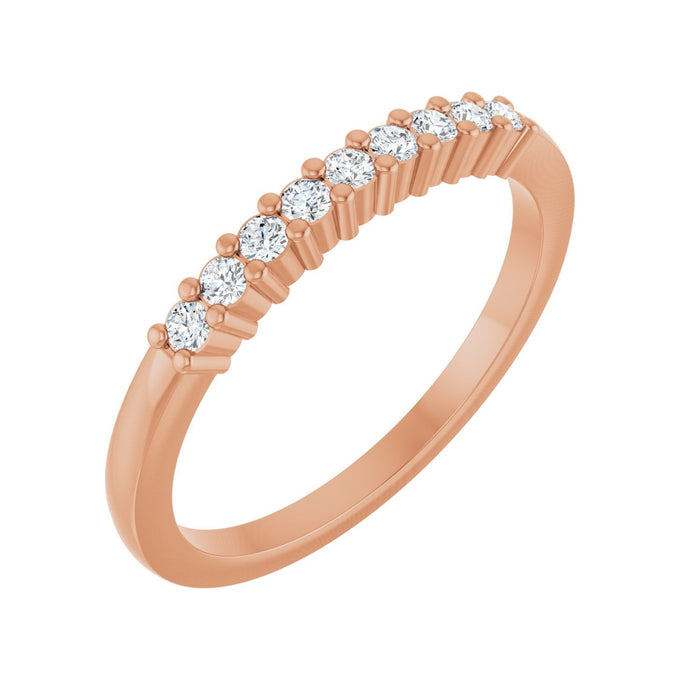 Rose Gold round diamond petite shared-prong diamond anniversary band