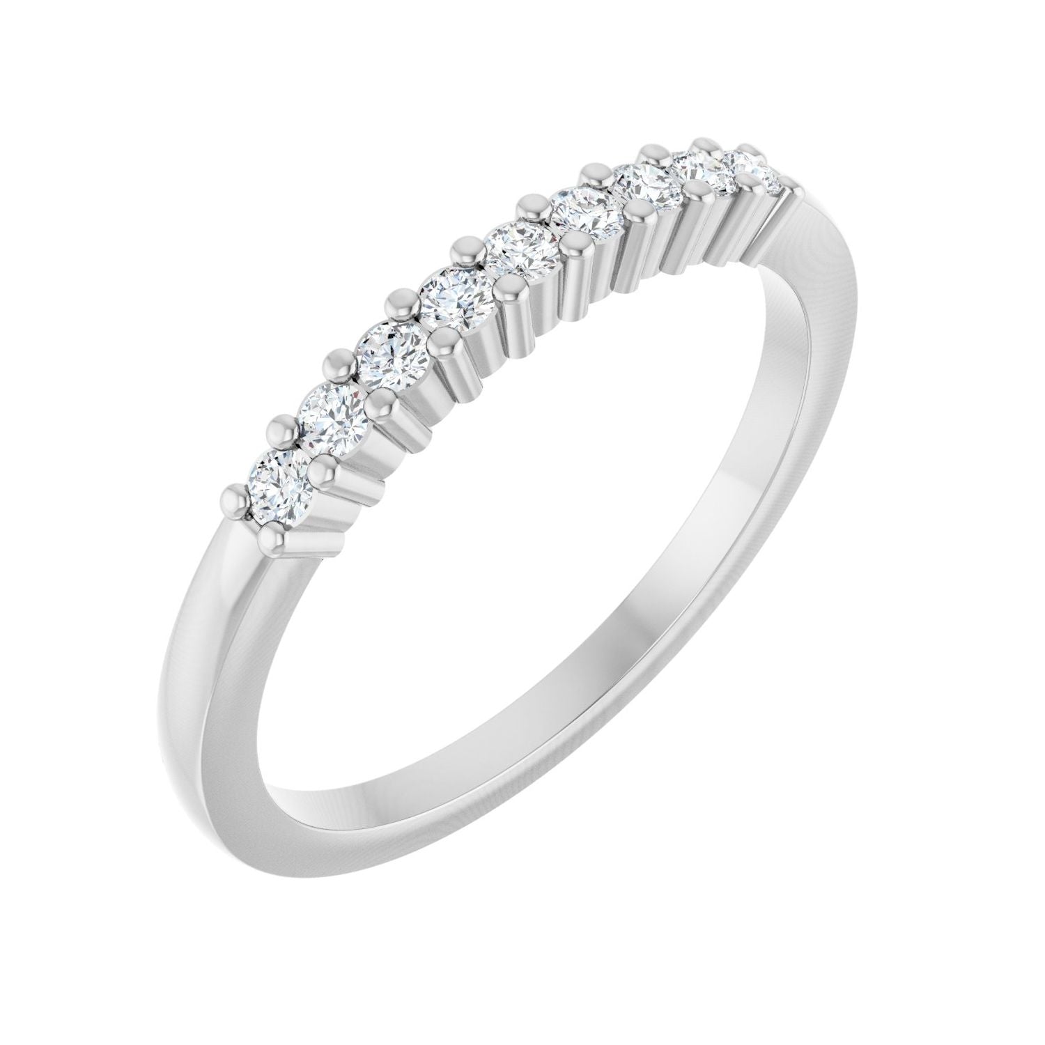 White Gold nine-stone diamond wedding band with 9 top-set round lab-grown diamonds