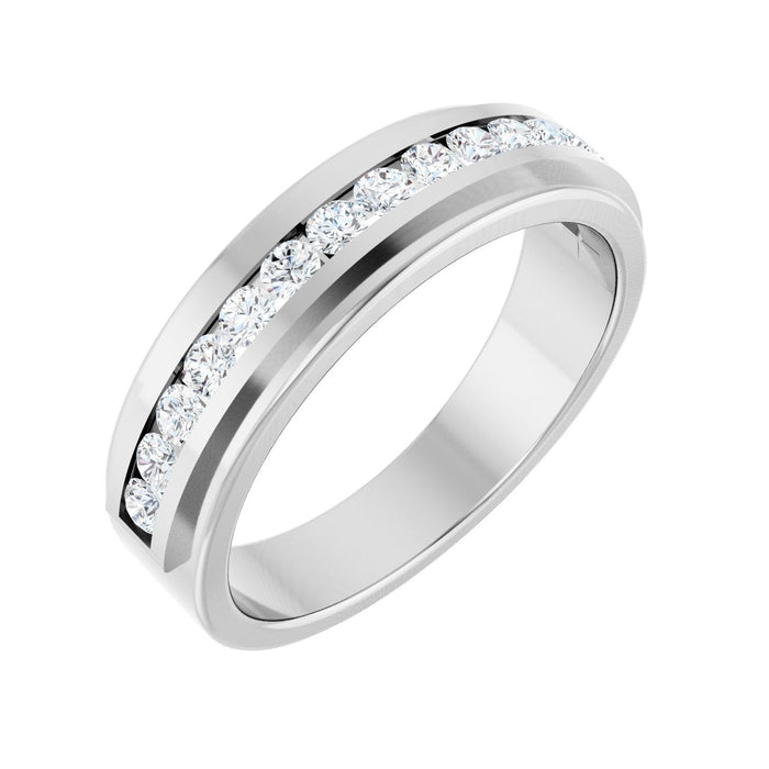 White Gold channel men's diamond wedding band, 0.62 ctw natural round diamonds