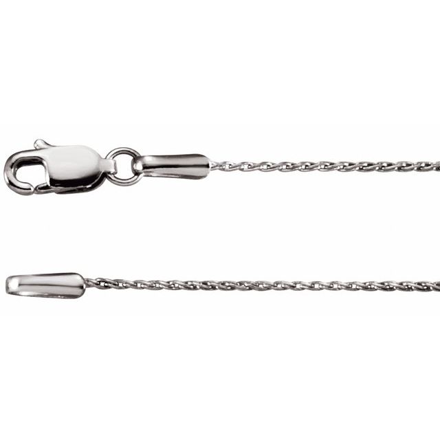 0.8mm wheat chain necklace in 14k white gold, 16 inch