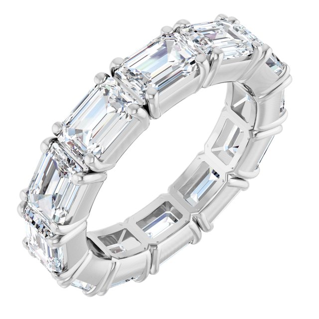 Classic East-West Emerald-Cut Diamond Eternity Band in 14K White Gold, size 4, 4 3/4 CTW lab-grown diamonds