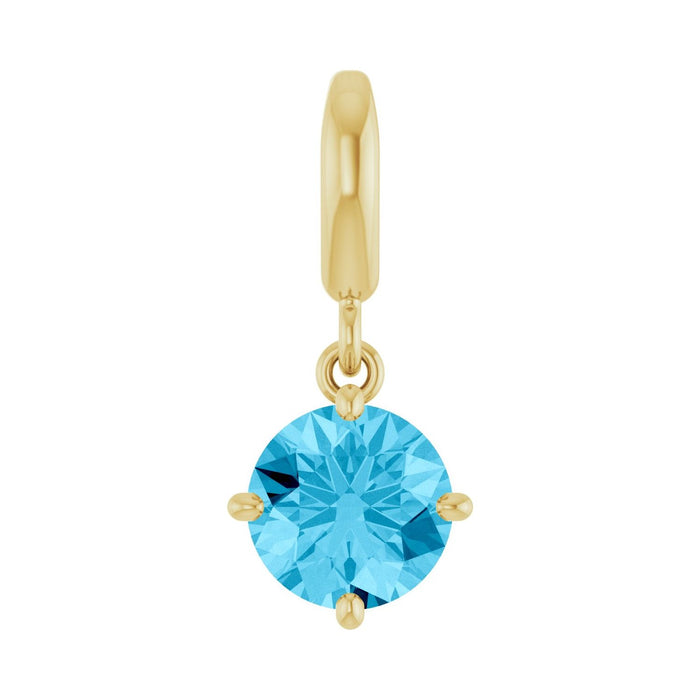March · Aquamarine (Natural) 14K Gold Birthstone Charm Necklace in 14K Yellow Gold