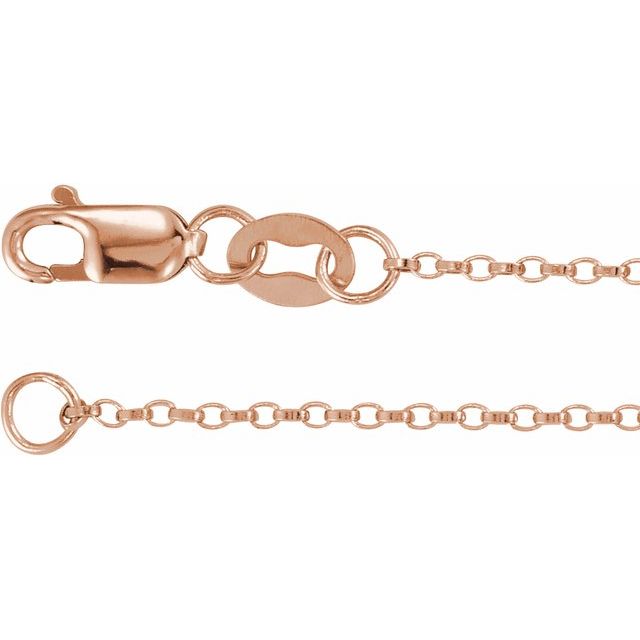 1.1mm rolo chain necklace in 14k rose gold, 18"