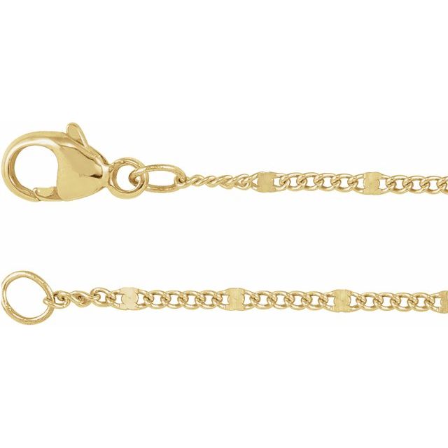 1.2mm dapped station curb chain necklace in 14k yellow gold, 16 inch