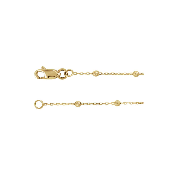 14K Yellow Gold .65 mm beaded cable necklace