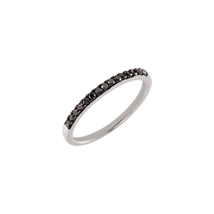 Black Diamond Stackable Band Ring in 14K White Gold with a natural black diamond - Stuller finished render