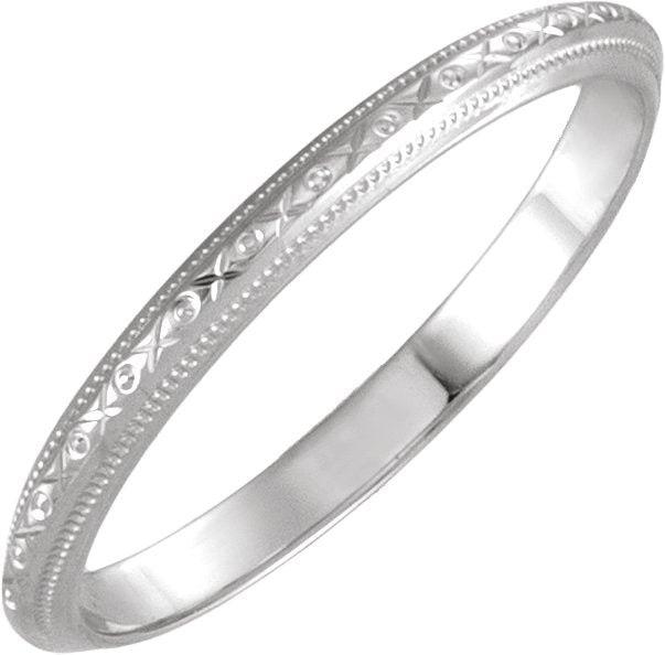 2mm milgrain wedding band in Platinum