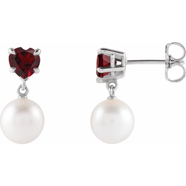 akoya pearl & citrine drop earrings in 14k white gold