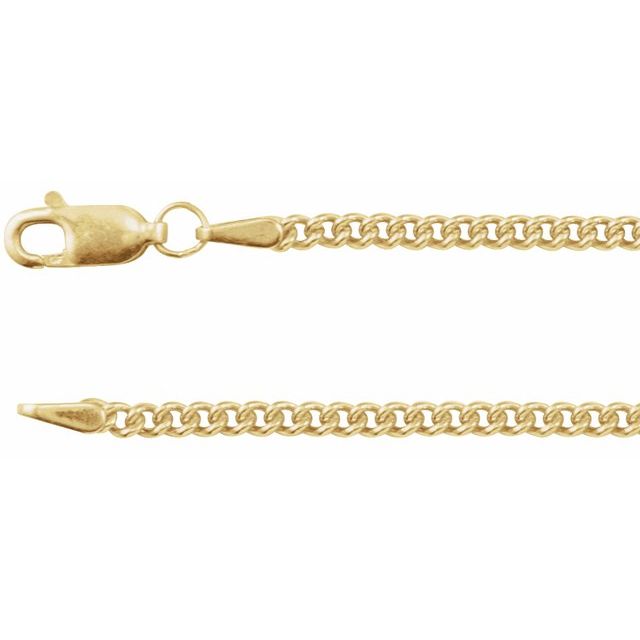 2.25mm curb chain necklace in 14k yellow gold, 18 inch