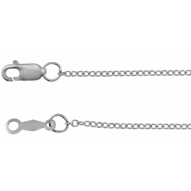 1mm diamond-cut cable gold chain necklace in 14k white gold, 16 inch