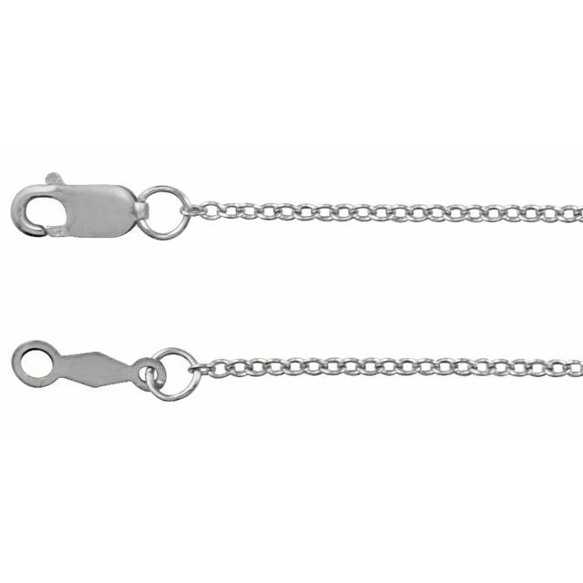 1.3mm adjustable cable chain necklace in 14k white gold, 16-18" adjustable