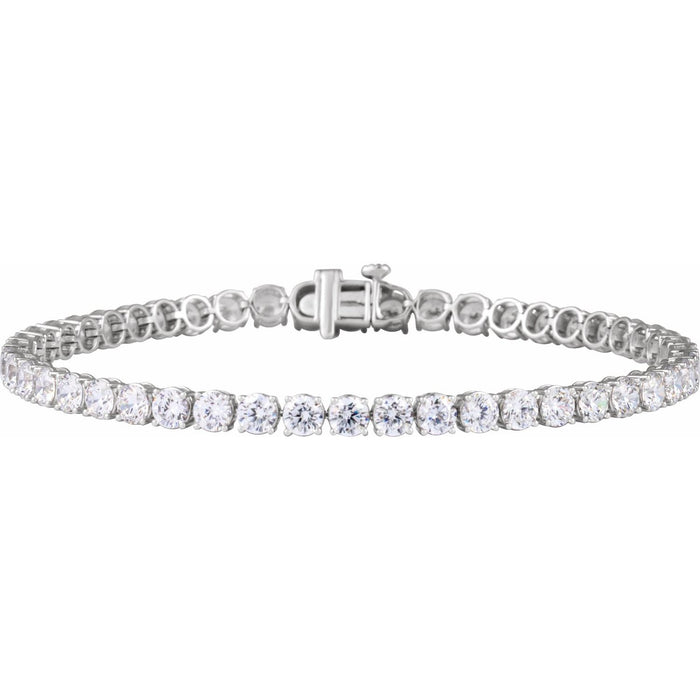 14K White Gold round lab-grown diamond lightweight diamond line bracelet, G-H SI-I1