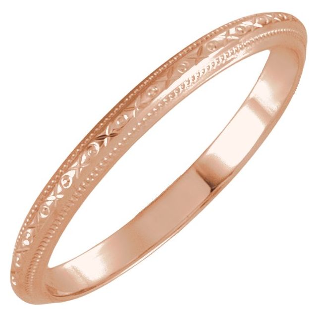 2mm milgrain geometric stacking ring in 14K Rose Gold