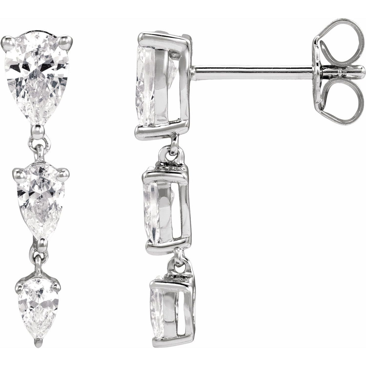 14K Gold Lab-Grown Diamond Drop Earrings (1 1/4 ctw) in 14K White Gold