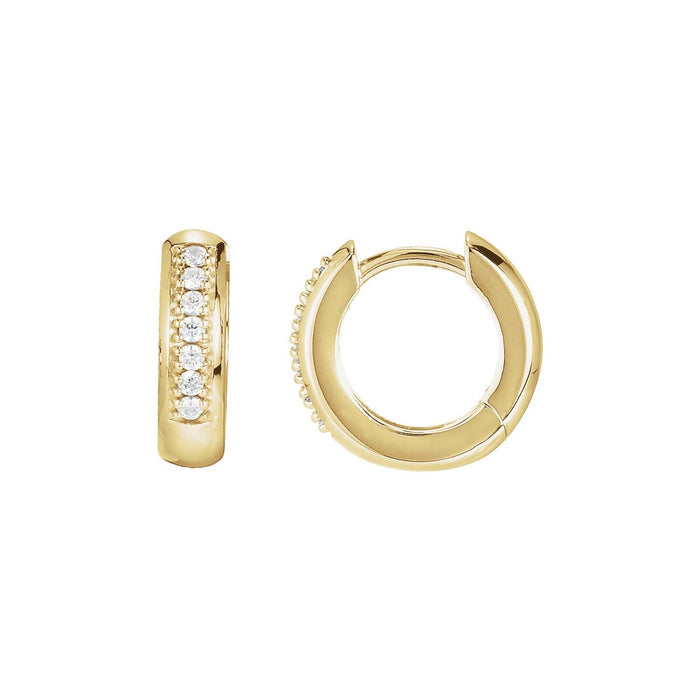 Petite Diamond Huggie Hoop Earrings in 14K Yellow Gold