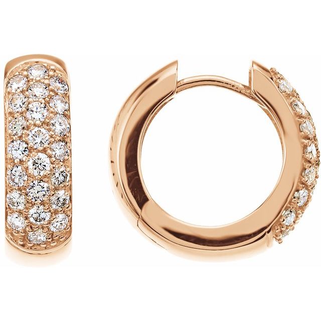 pave lab-grown diamond hoop earrings in 14k rose gold