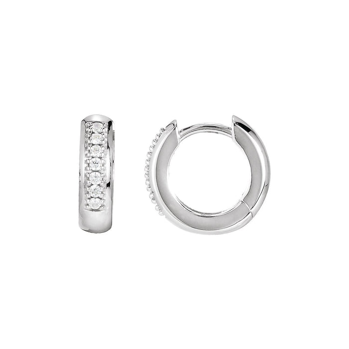 14K White Gold diamond huggie earrings
