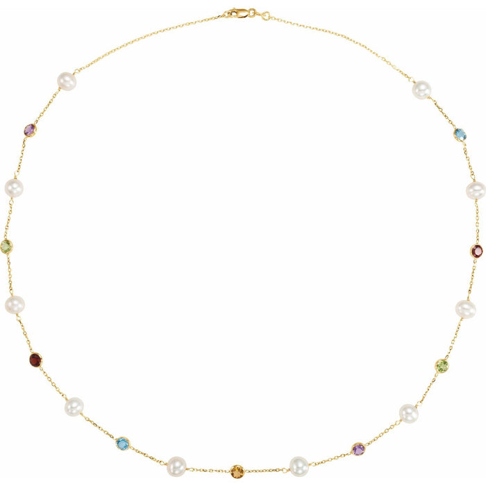 Cultured Freshwater Pearl Pearl birthstone necklace in 14K Yellow Gold