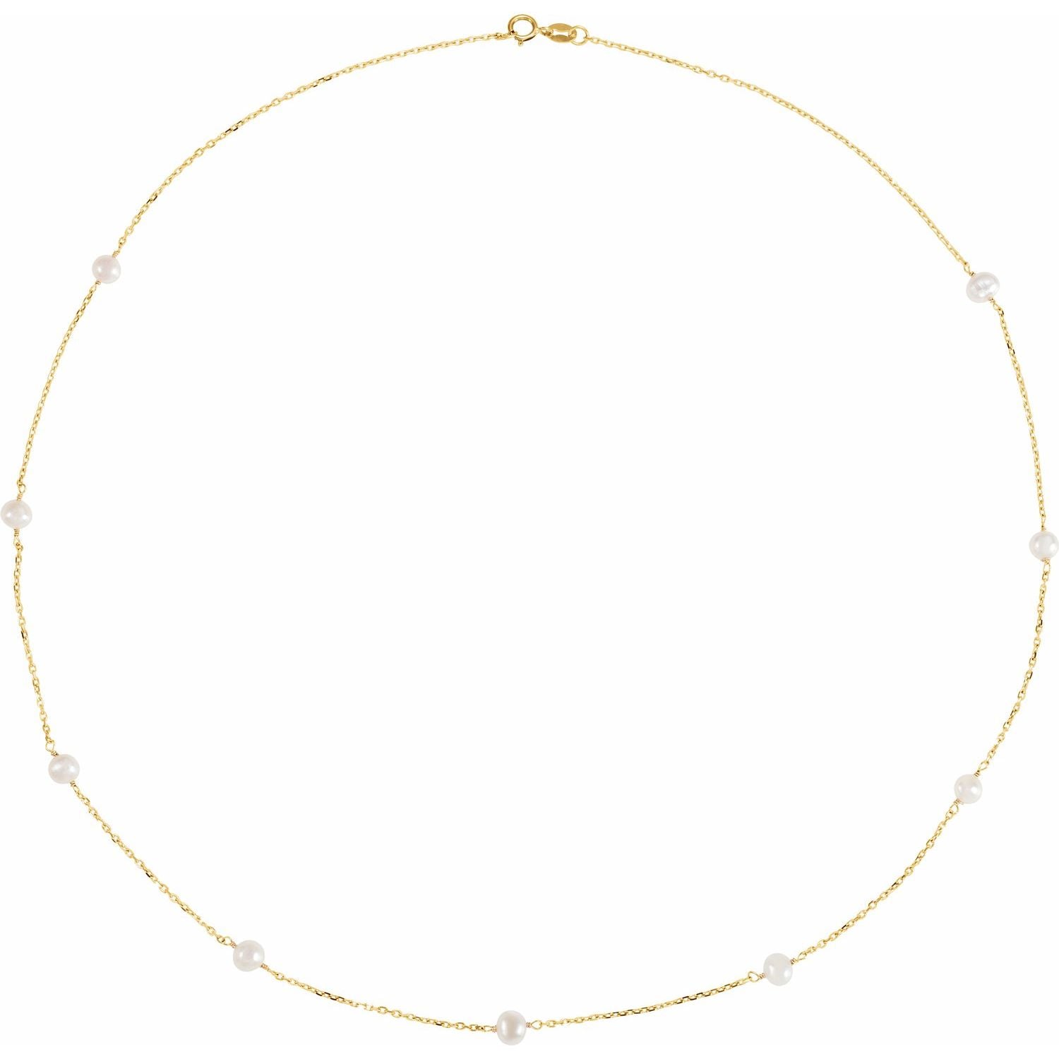 Freshwater Pearl 9-Station Necklace in 14K Yellow Gold