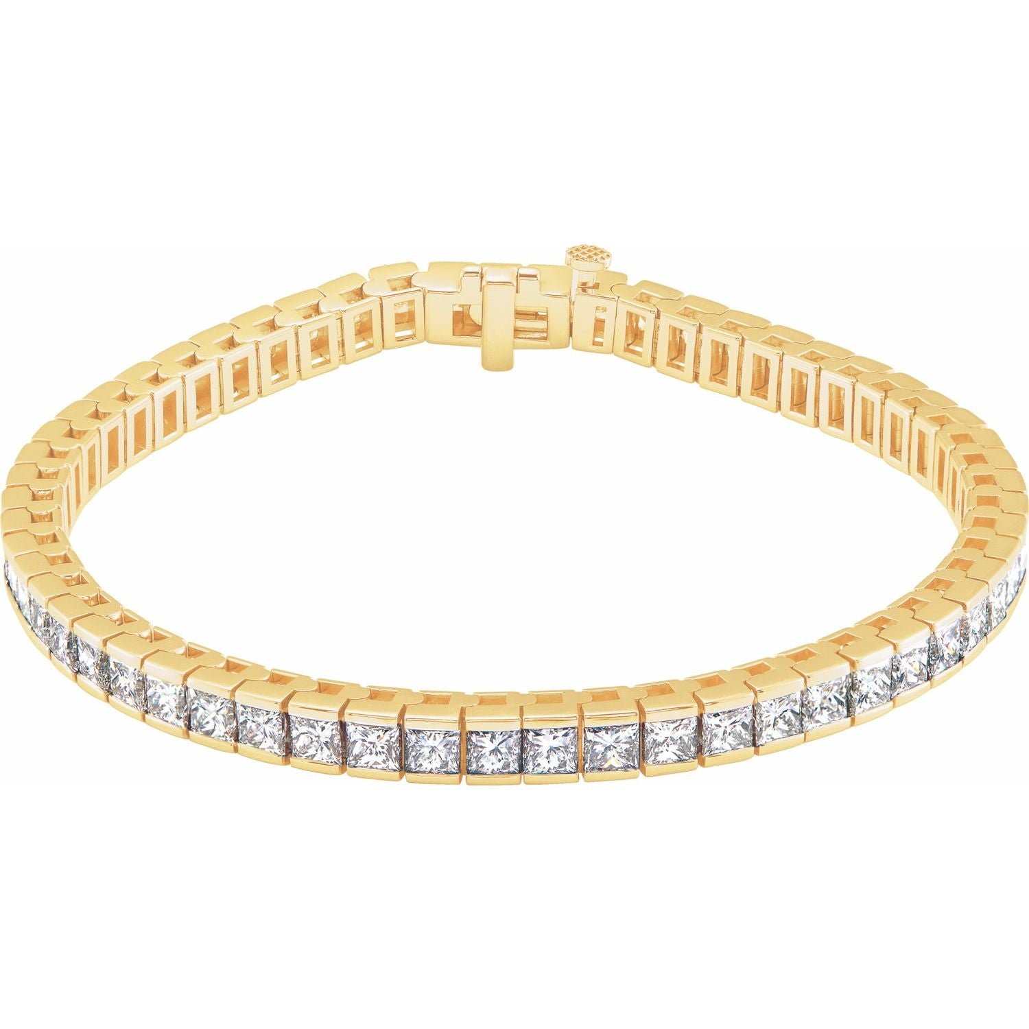 18K 9 1/3 ct Natural Diamond Tennis Bracelet in Yellow Gold