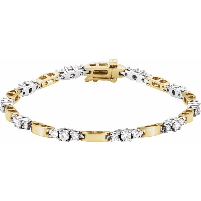 1 3/4 ct two-tone diamond tennis bracelet in 14k yellow/white gold