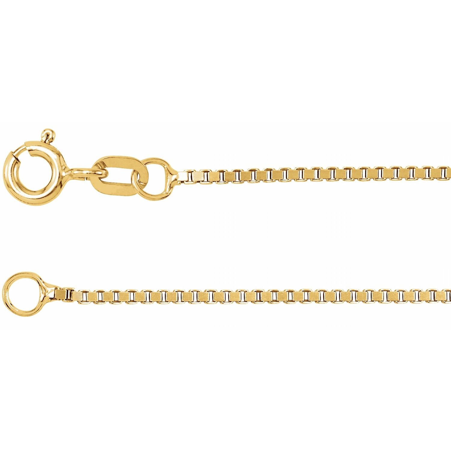 1mm box chain necklace in 14k yellow gold