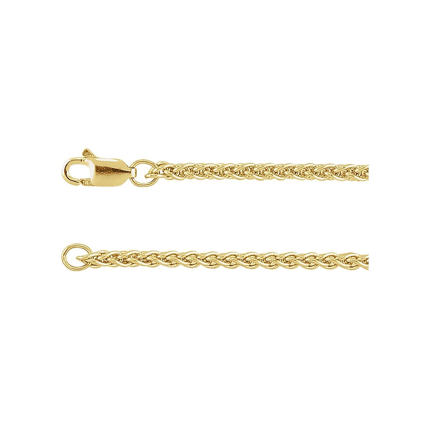 14K Yellow Gold 2.4 mm wheat necklace