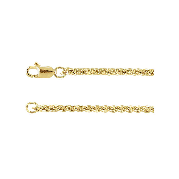 14K Yellow Gold 2.4 mm wheat necklace