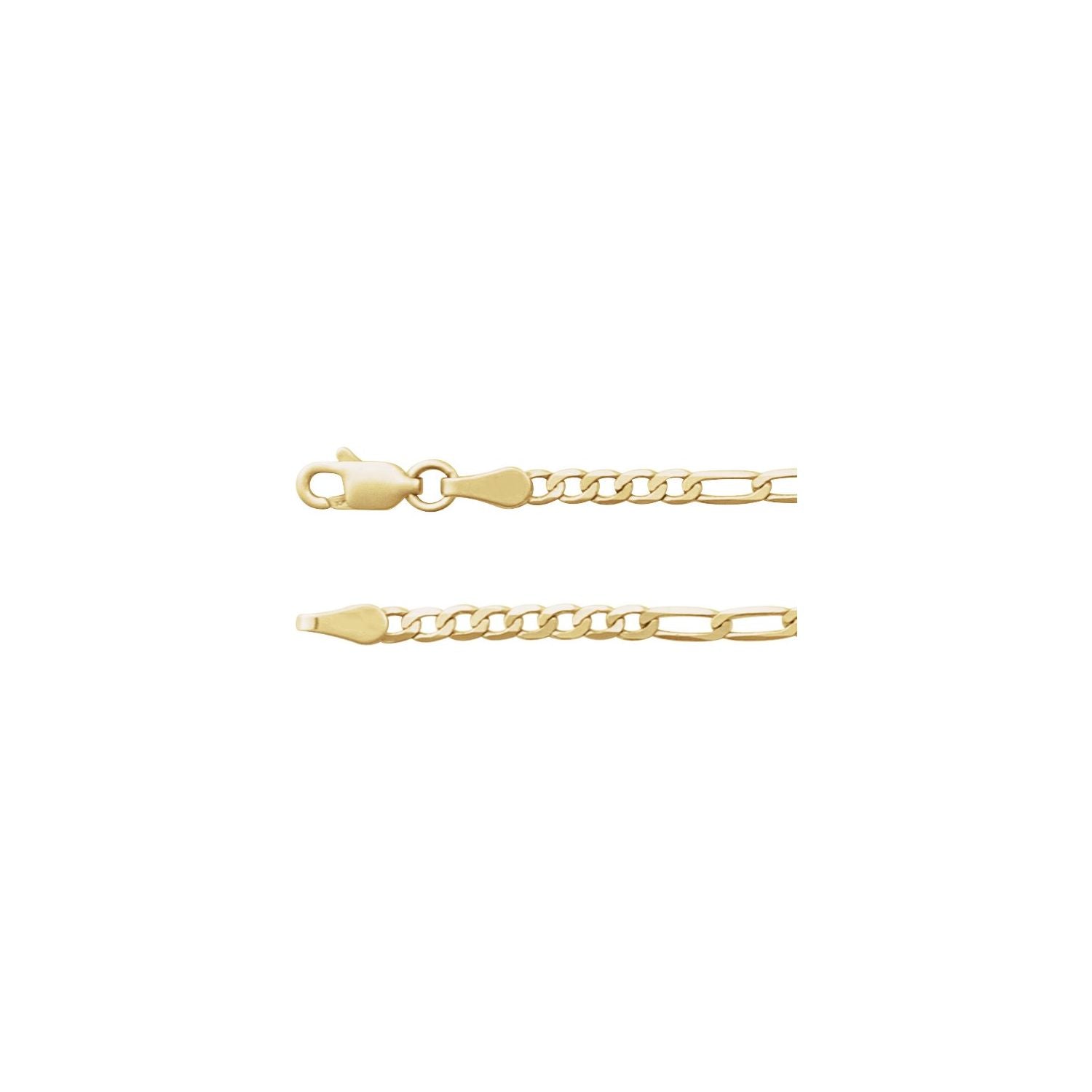 2.5mm figaro chain necklace in 14k yellow gold