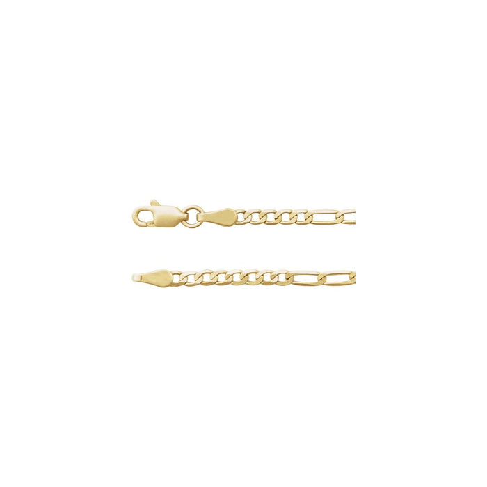 2.5mm figaro chain necklace in 14k yellow gold