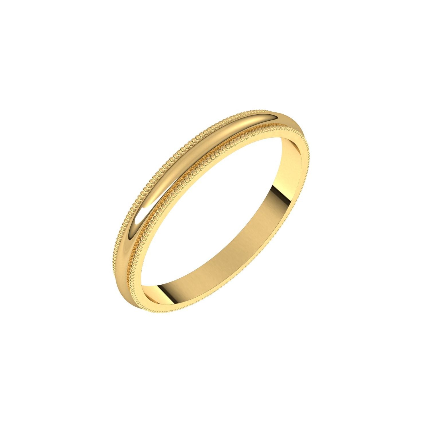 2.5mm Milgrain Half-Round Stacking Ring in Yellow Gold