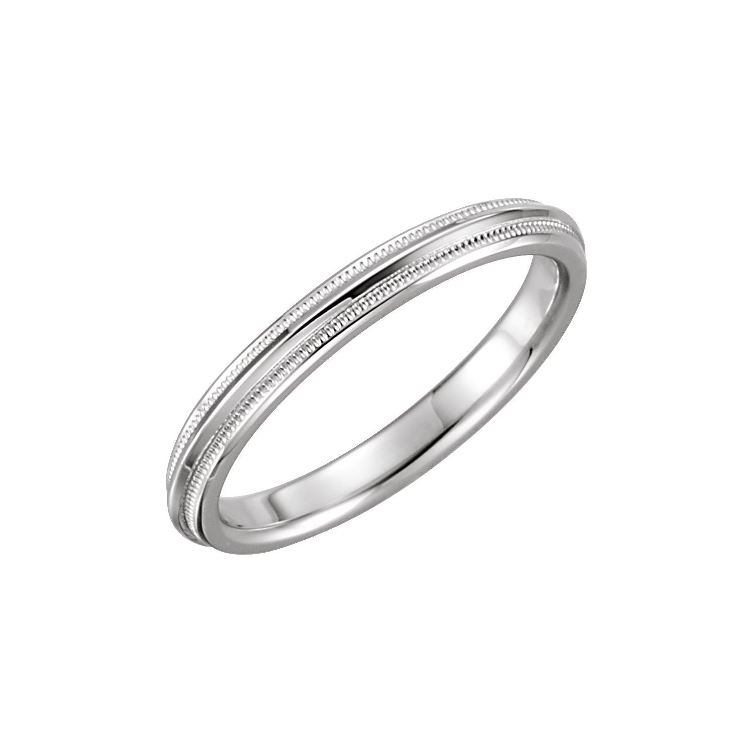 2.5mm Milgrain Knife-Edge Stacking Band in White Gold