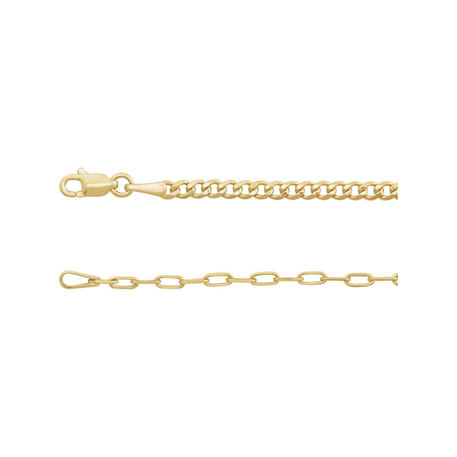 2.6mm Curb & Paperclip Link Chain Necklace | Diamond & Sapphire