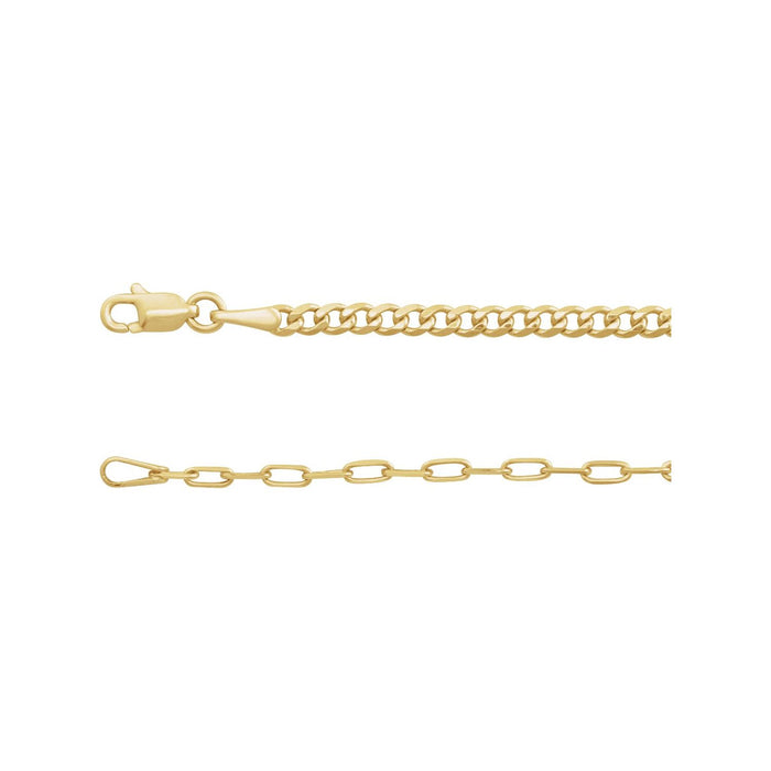 2.6mm Curb & Paperclip Link Chain Necklace | Diamond & Sapphire
