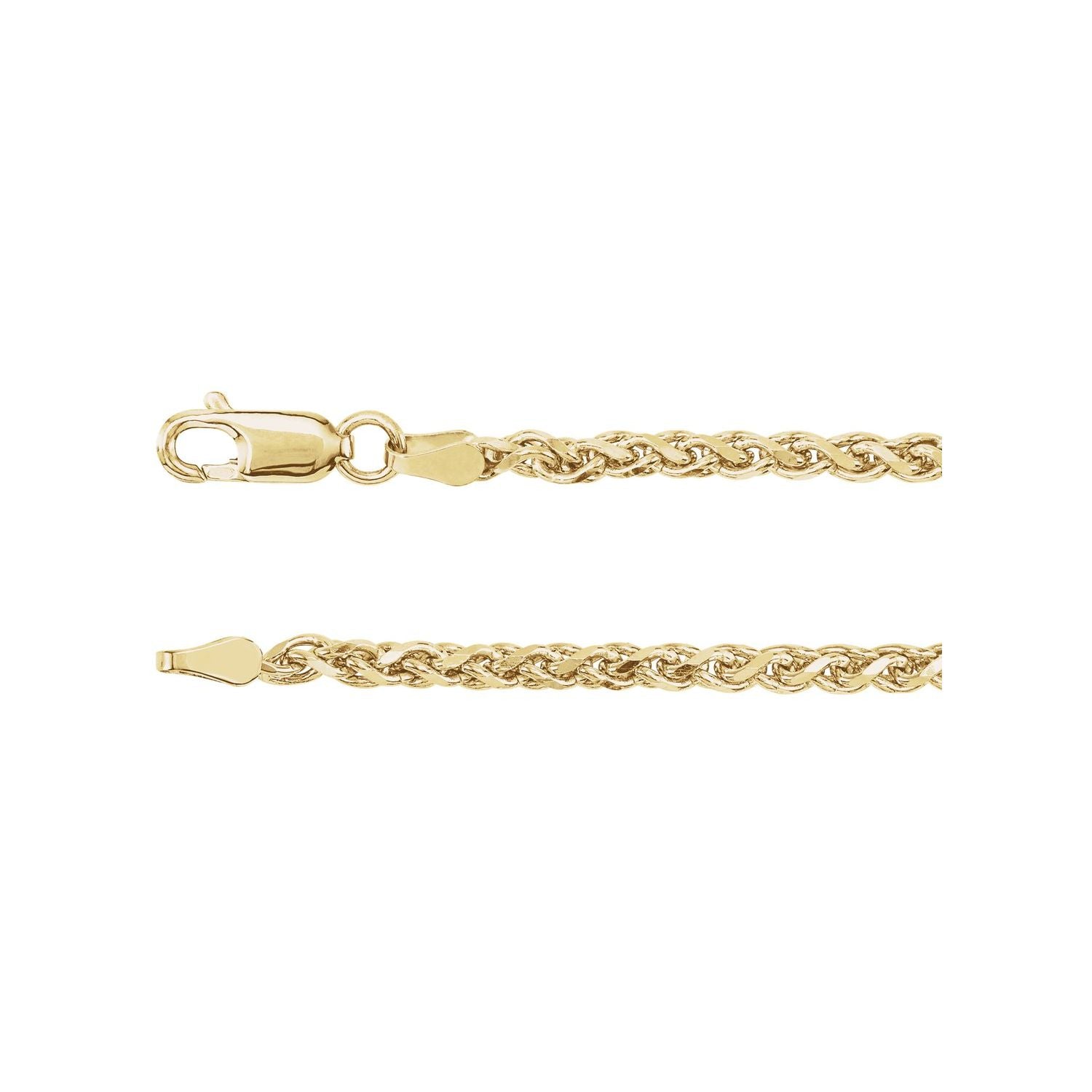 14K Yellow Gold 2.75 mm diamond-cut wheat necklace