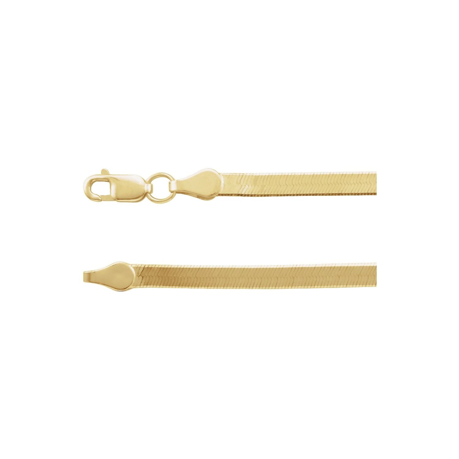 2 8mm Classic Herringbone Chain Necklace in 14K yellow gold
