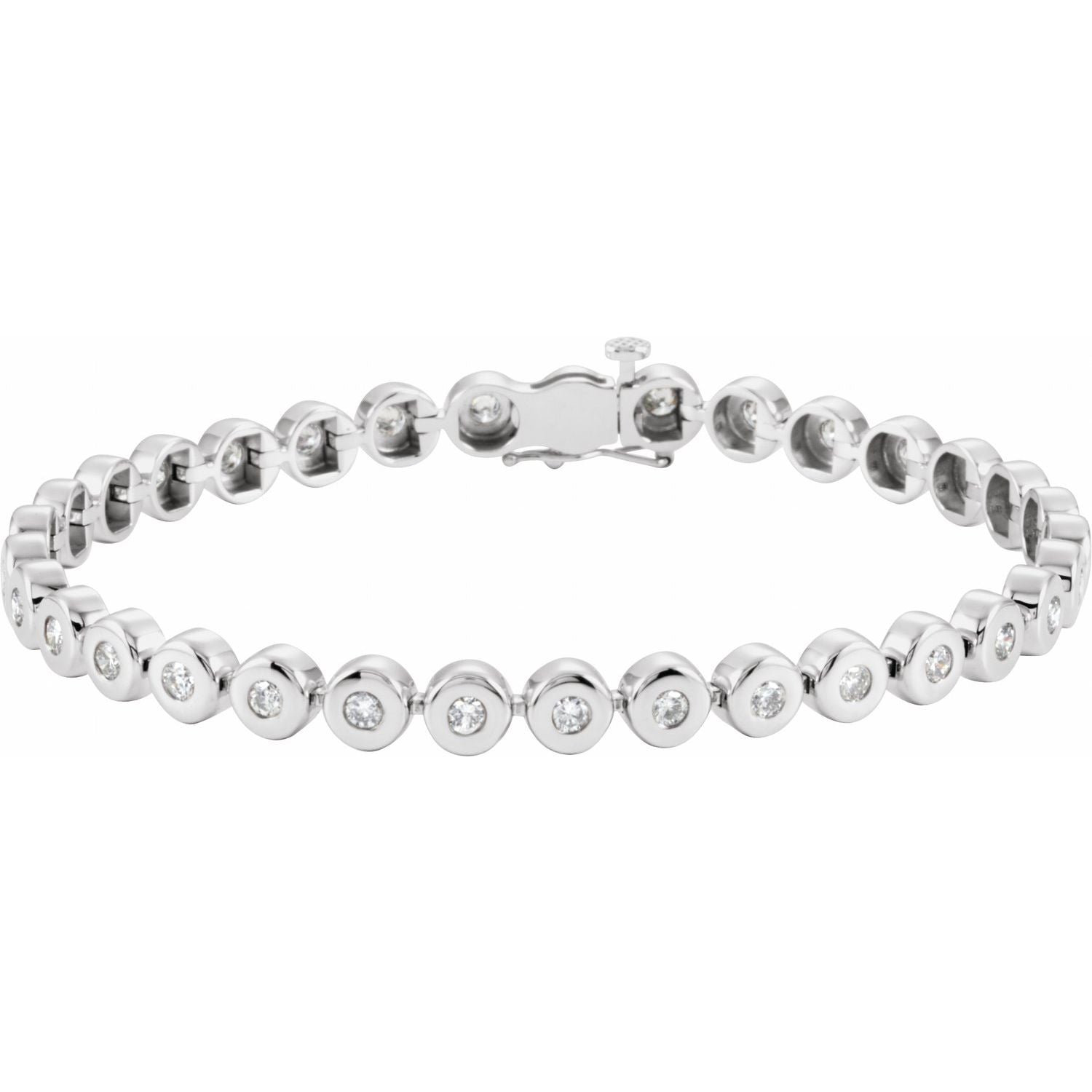 2 ct Bezel-Set Diamond Tennis Bracelet in White Gold