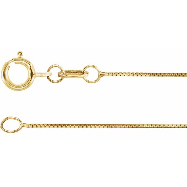 0.5mm box chain necklace in 18k yellow gold, 16 inch