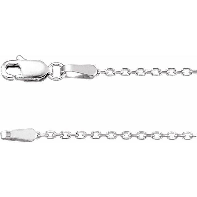 1.5mm diamond-cut cable chain necklace in 14k white gold, 16"