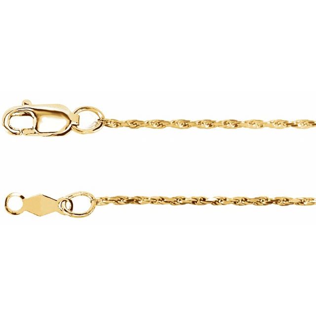 1mm diamond-cut rope chain necklace in 14k yellow gold, 16 inch