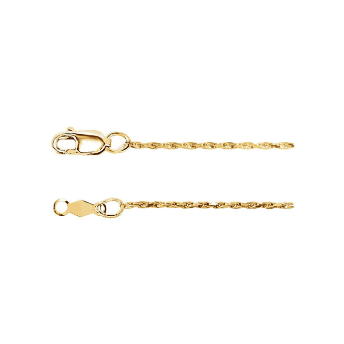 14K Yellow Gold 1 mm diamond-cut rope necklace