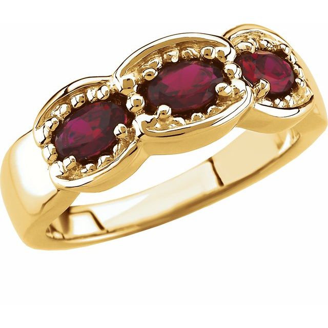 Oval Emerald Three-Stone Fashion Ring