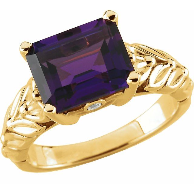 Fernleaf Emerald-Cut Tanzanite Ring