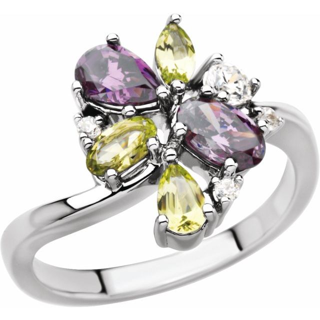 Autumn Cluster Pear Citrine Ring