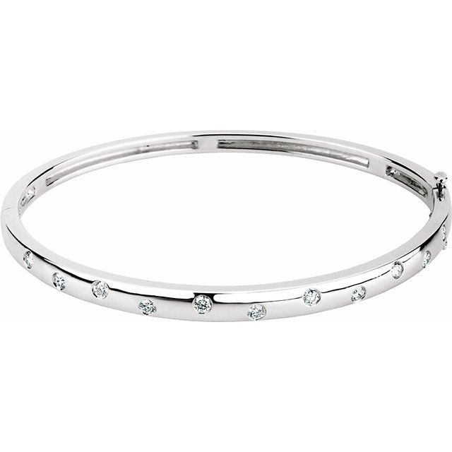 diamond half-eternity bangle bracelet in 14k white gold