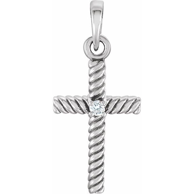 petite diamond cross pendant in 14k white gold
