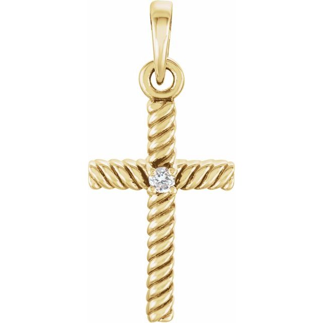 petite diamond cross pendant in 14k yellow gold