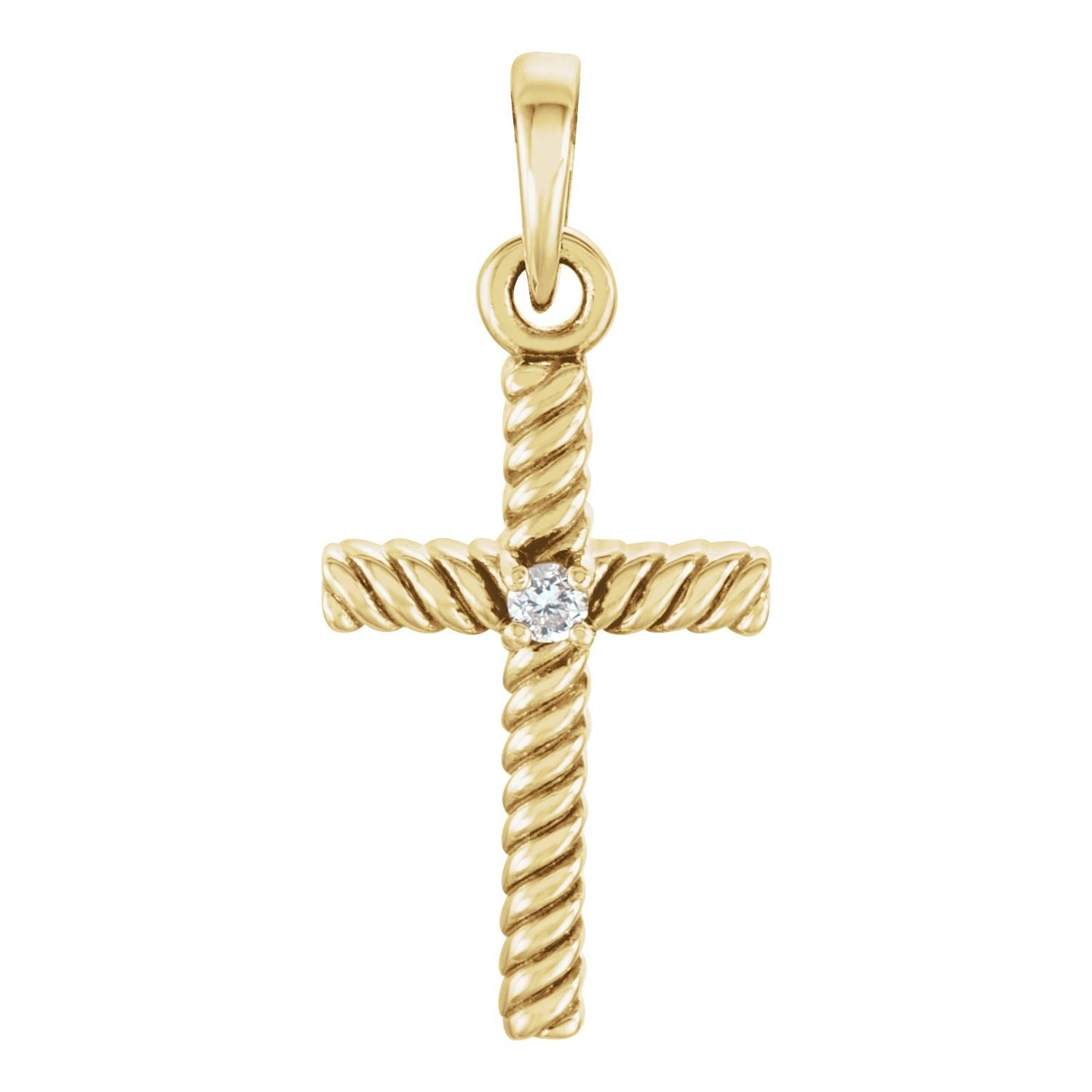 Petite Diamond Cross Pendant in 14K Yellow Gold