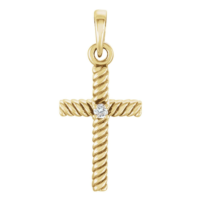 Petite Diamond Cross Pendant in 14K Yellow Gold