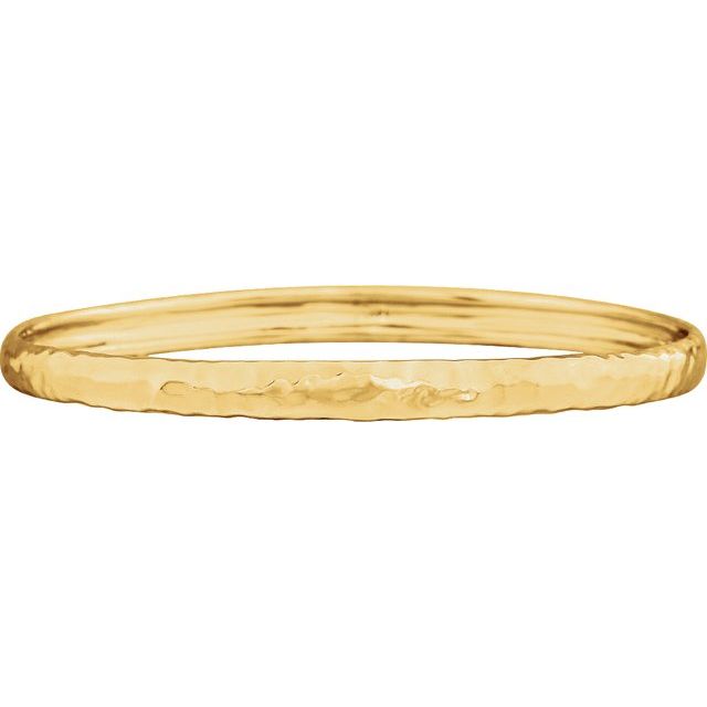 hammered bangle bracelet in 14k yellow gold